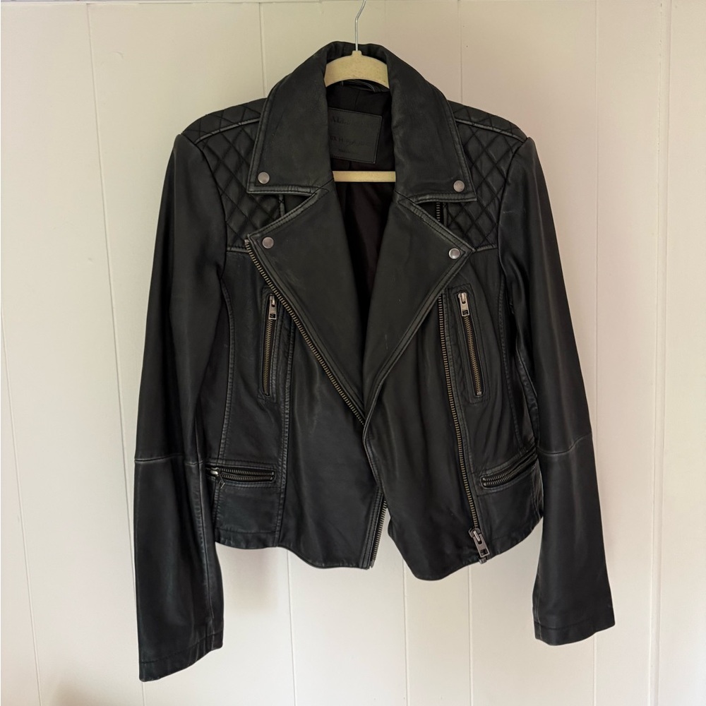 All saints lamb leather biker jacket